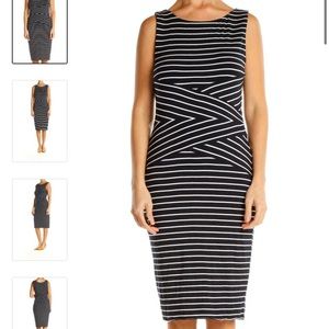 Size M PHILOSOPHY REPUBLIC Black White Jersey Sleeveless Rayon NWT RN 93178